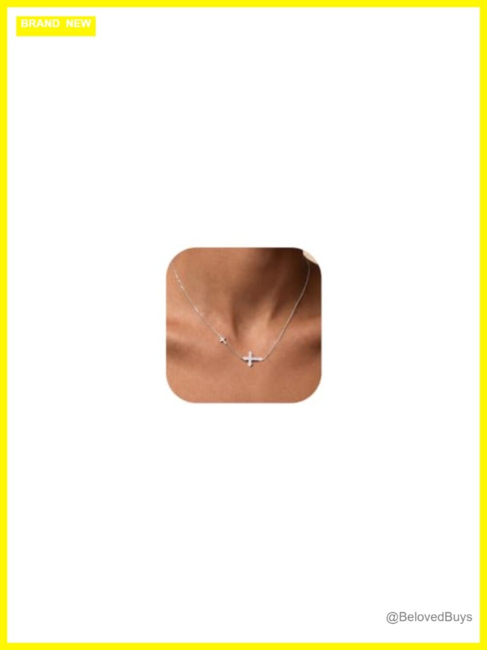 Moissanite Sideway Cross Necklace Sterling Silver 14K Gold Vermeil 18in